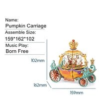 DIY 3D houten muziekdoos Pumpkin Carriage, 15,9 x 16,2 x 10,2 cm