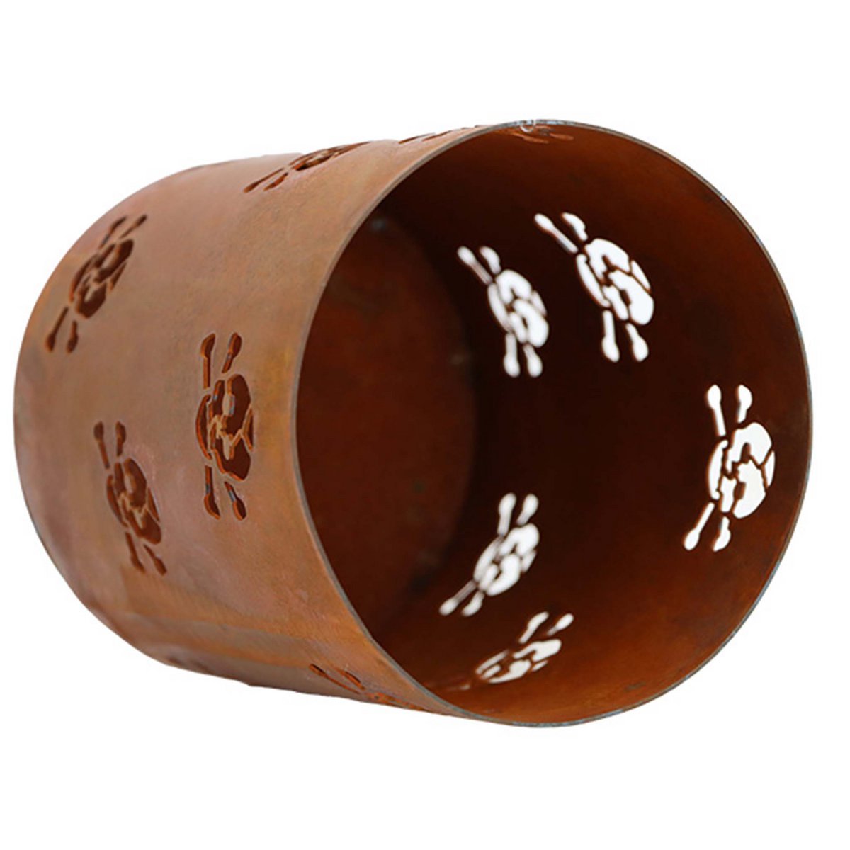 Schedellantaarn van metaal, roestpatina, 15 × Ø 12 cm