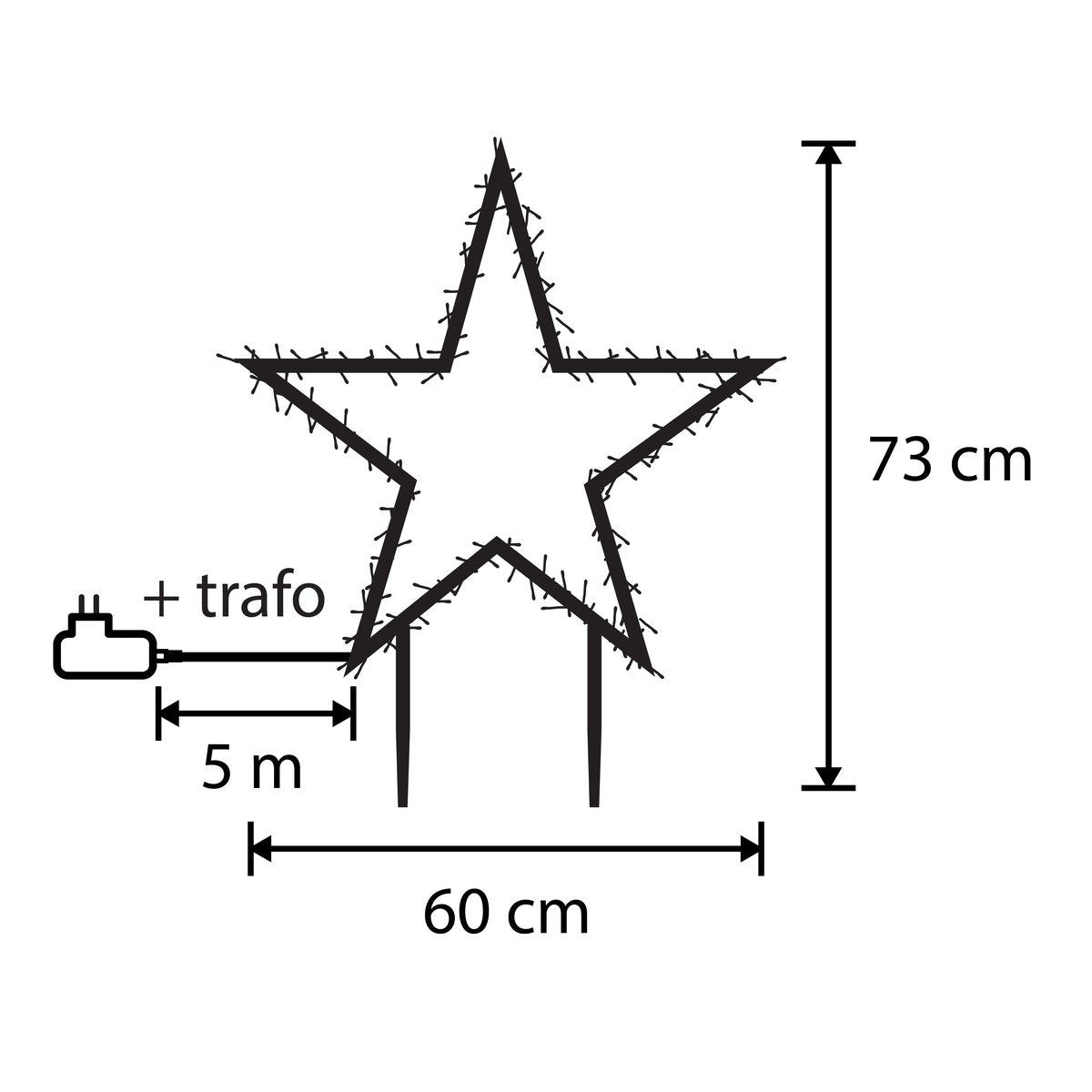 Smart tuinsteker kerstverlichting, 73 cm, 80 RGB LED