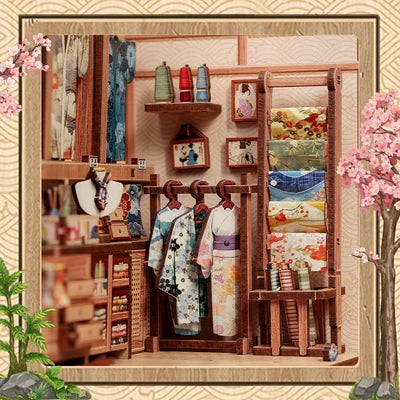 Sakura O Kimono Shop miniatuurhuisje, 14 × 13 × 19 cm