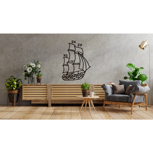 Houten wandpuzzel schip, 59,7 × 82,7 cm