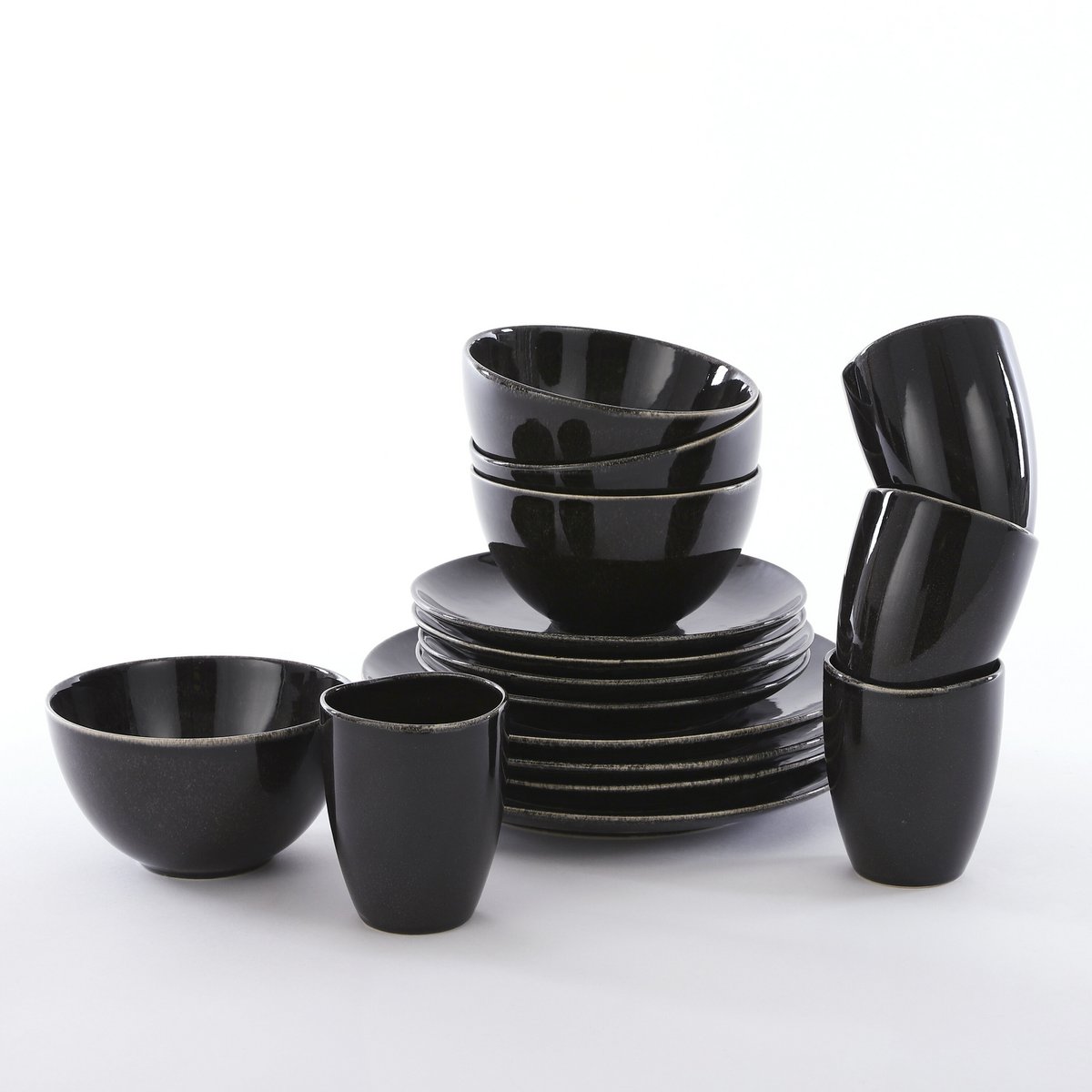 Mica Decorations Tabo Serviesset – 16-delig Keramiek Zwart (4 personen)
