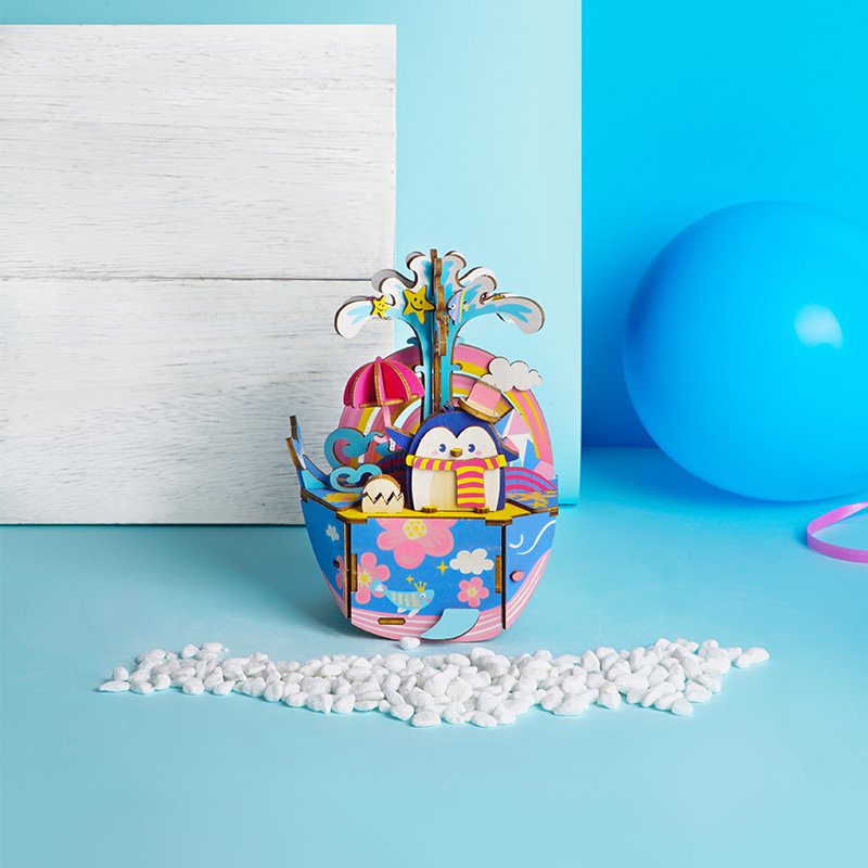 Houten muziekdoos 3D puzzel Ocean Park, 16 cm