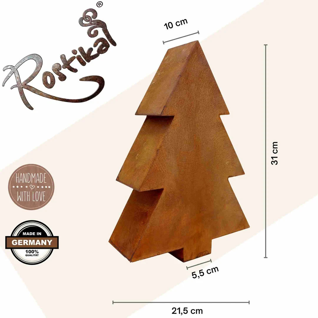 3D kerstboom van metaal met roestpatina