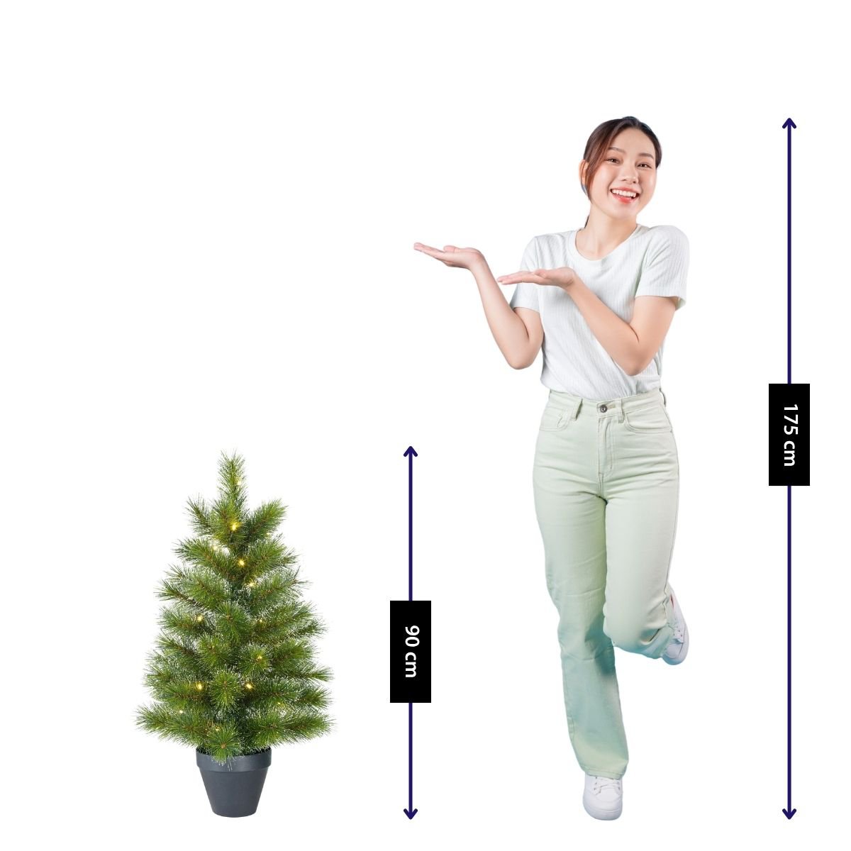 Glendon kunstkerstboom met rijp-effect en LED, 90 cm, Ø 51 cm