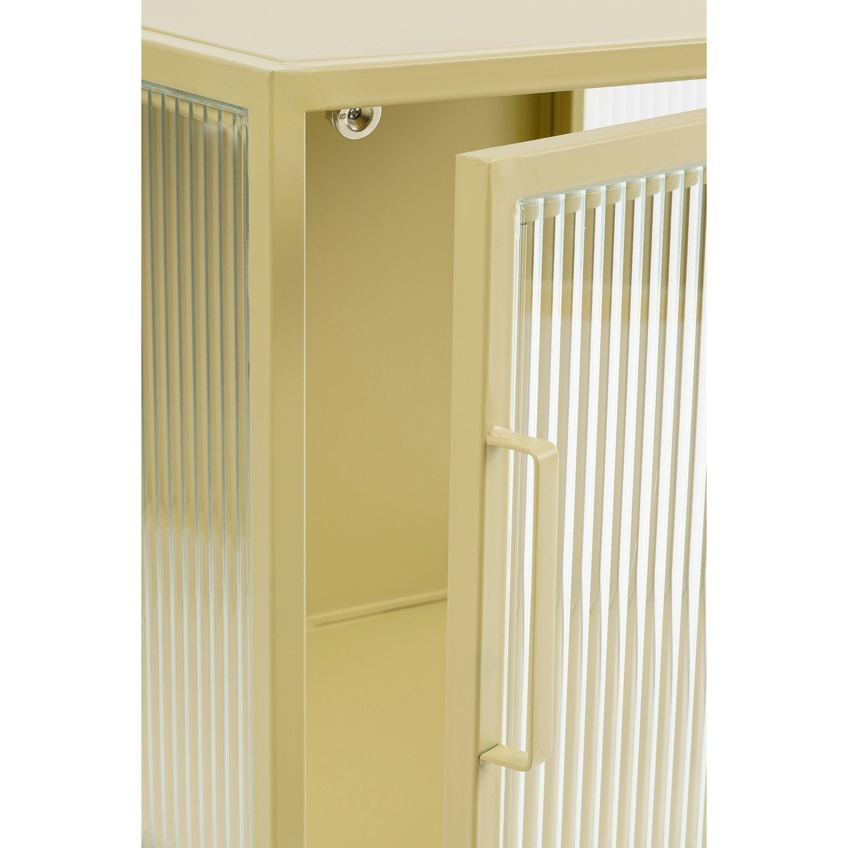 Clifton opbergkast beige, geribbeld glas, 50 cm