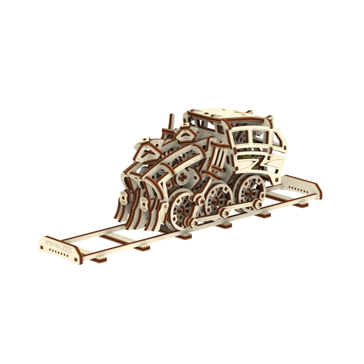Houten bouwpakket locomotief, 30 × 8,5 × 10,4 cm