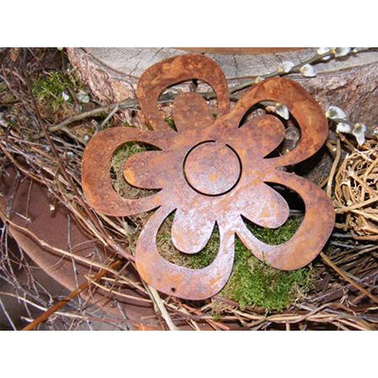 Hangdecoratie bloem met roestpatina, 3 maten
