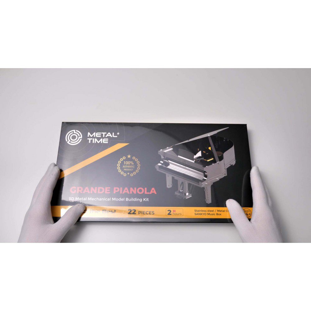 DIY 3D metalen muziekdoos Grande Pianola, 15 x 12 x 13,4 cm