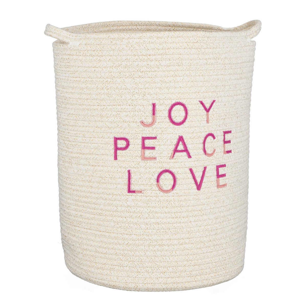Mica Decorations Opbergmanden JOY PEACE LOVE – Set van 2 Katoen Wit