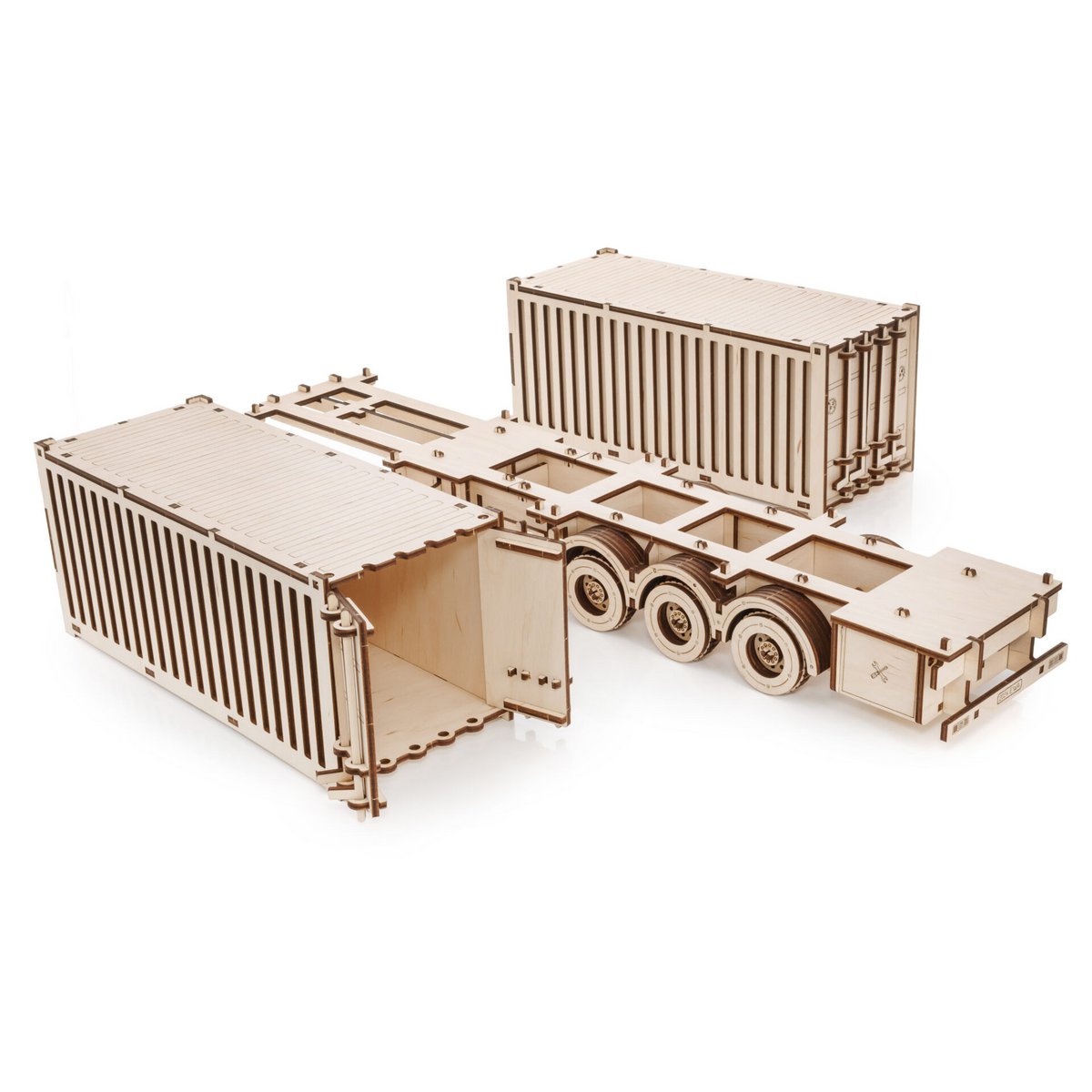 3D mechanische houten puzzel container oplegger Road King 52,3 × 10,8 × 16,9 cm – 238 stukjes