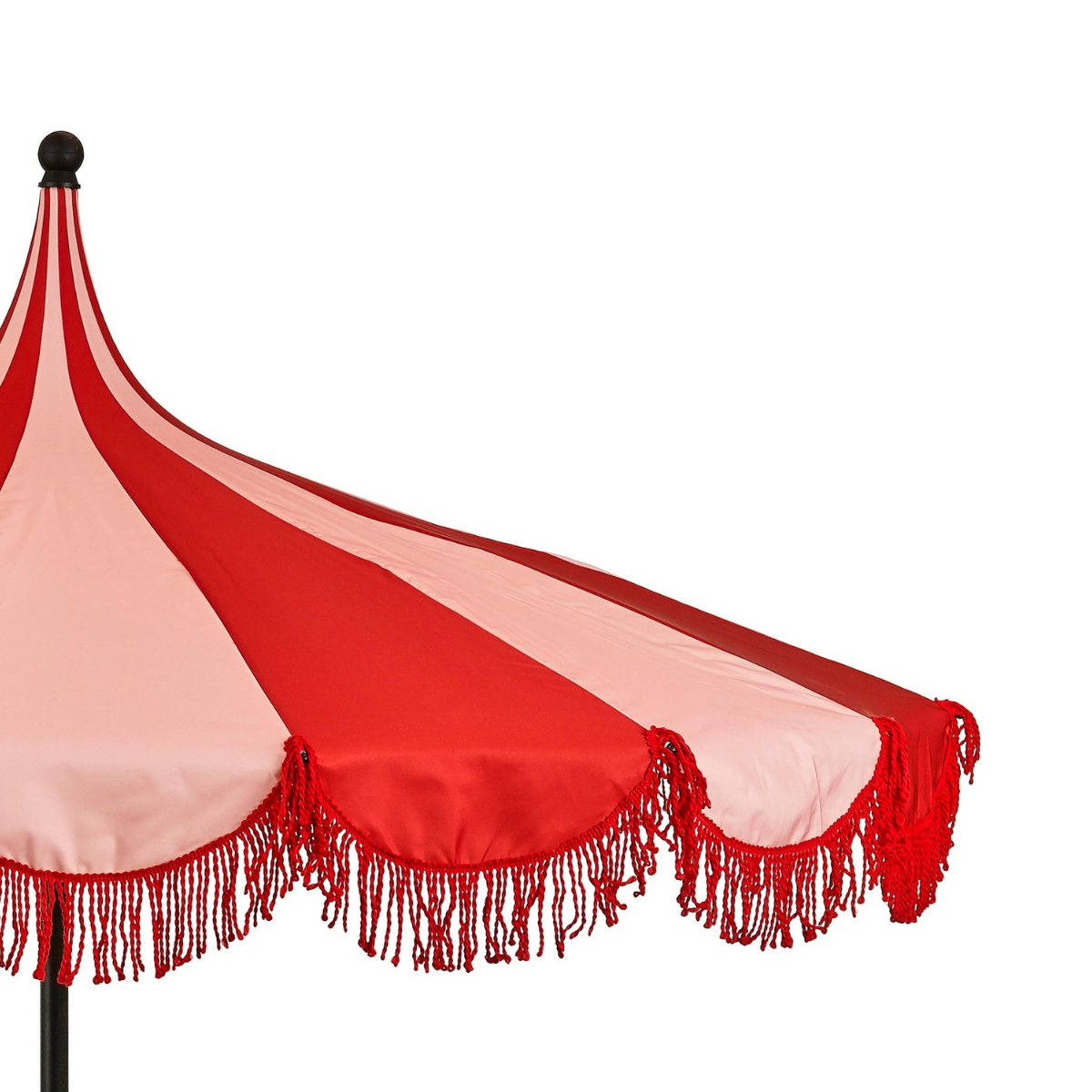 Rood gestreepte parasol met franjes Ø235 cm