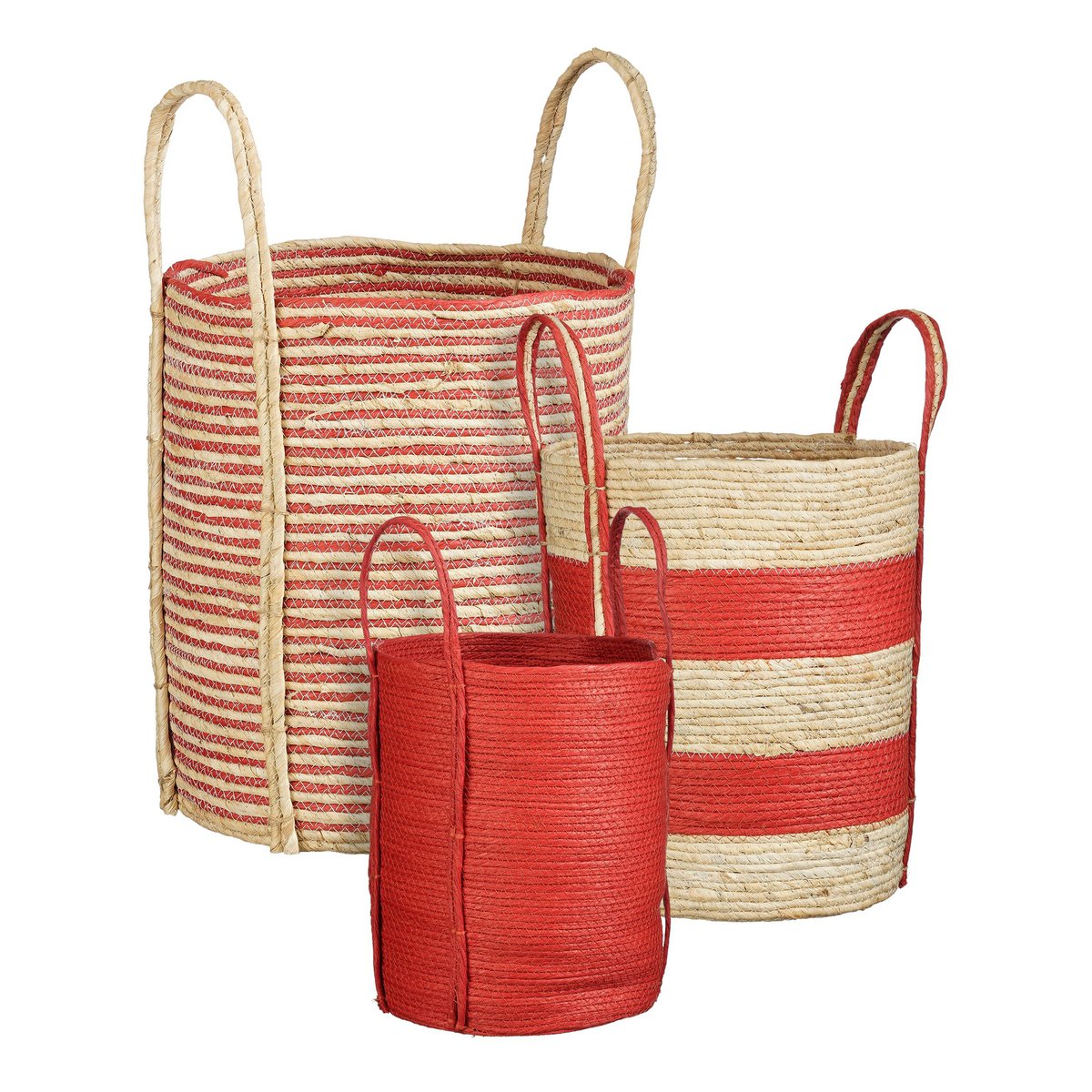 Brooklyn opbergmanden, set van 3, rood en lichtbruin