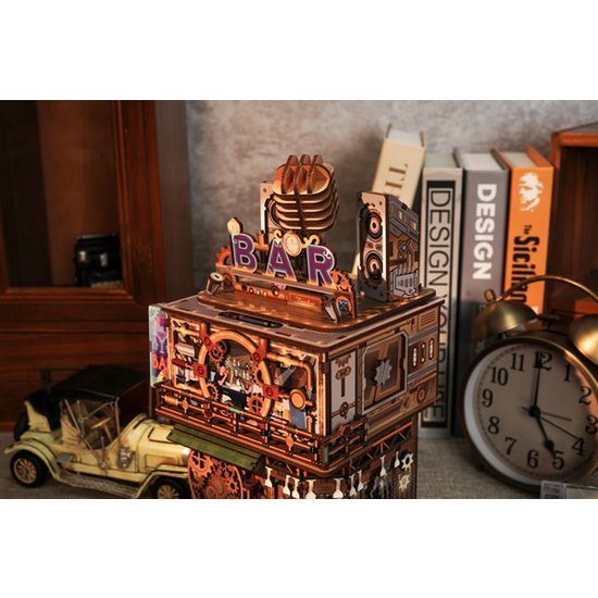 3D houten bouwpakket punk bar bureau organizer 15 × 14 × 25 cm – 161 stukjes