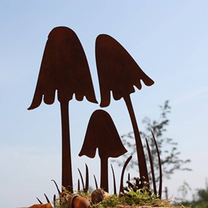 Roestmetalen paddenstoelen, 2 varianten