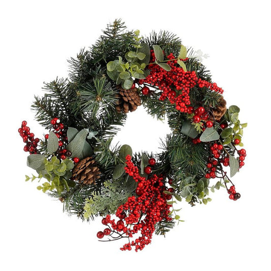 Kerstkrans Harvey met rode bessen en dennenappels, Ø 40 cm