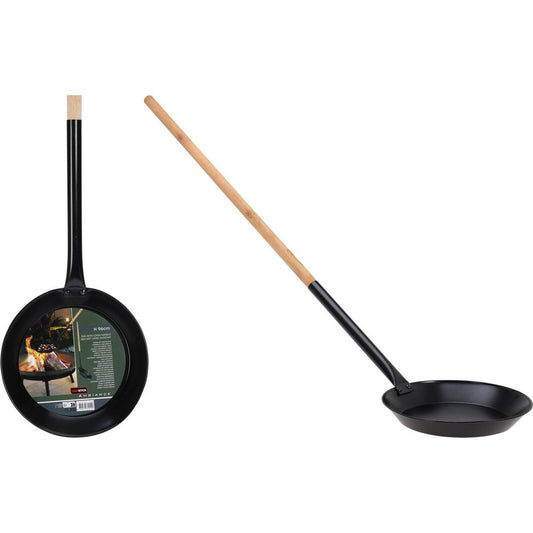 Koekenpan voor kampvuur Ø 25 cm met houten handvat 96 cm