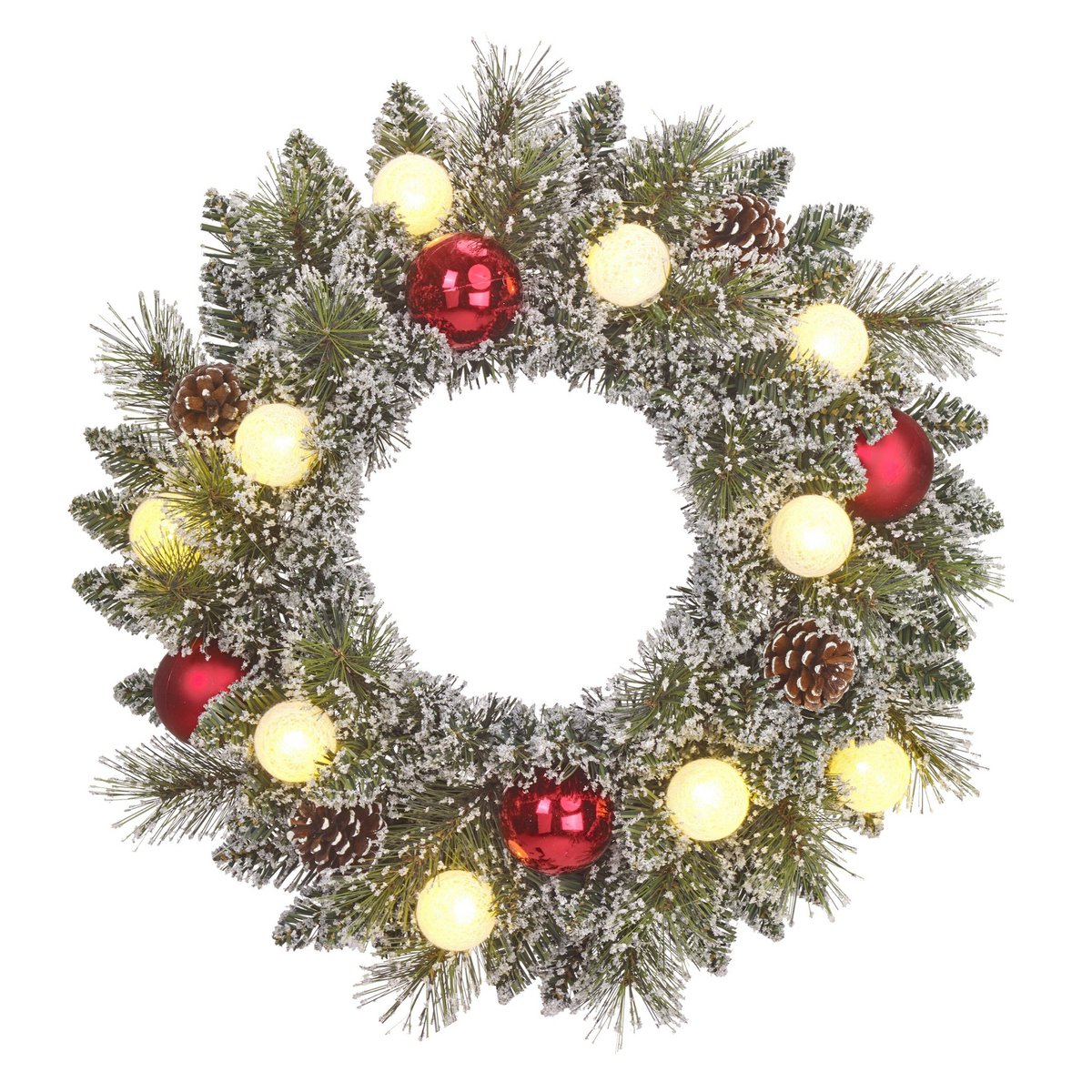 Kaprun besneeuwde kerstkrans met verlichting, Ø 45 cm