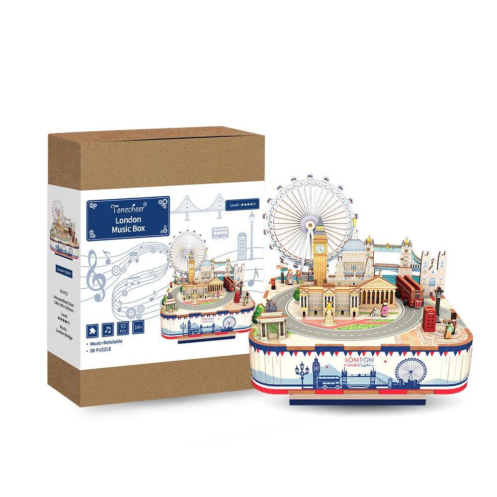 DIY 3D houten muziekdoos London, 14 x 14 x 14,5 cm