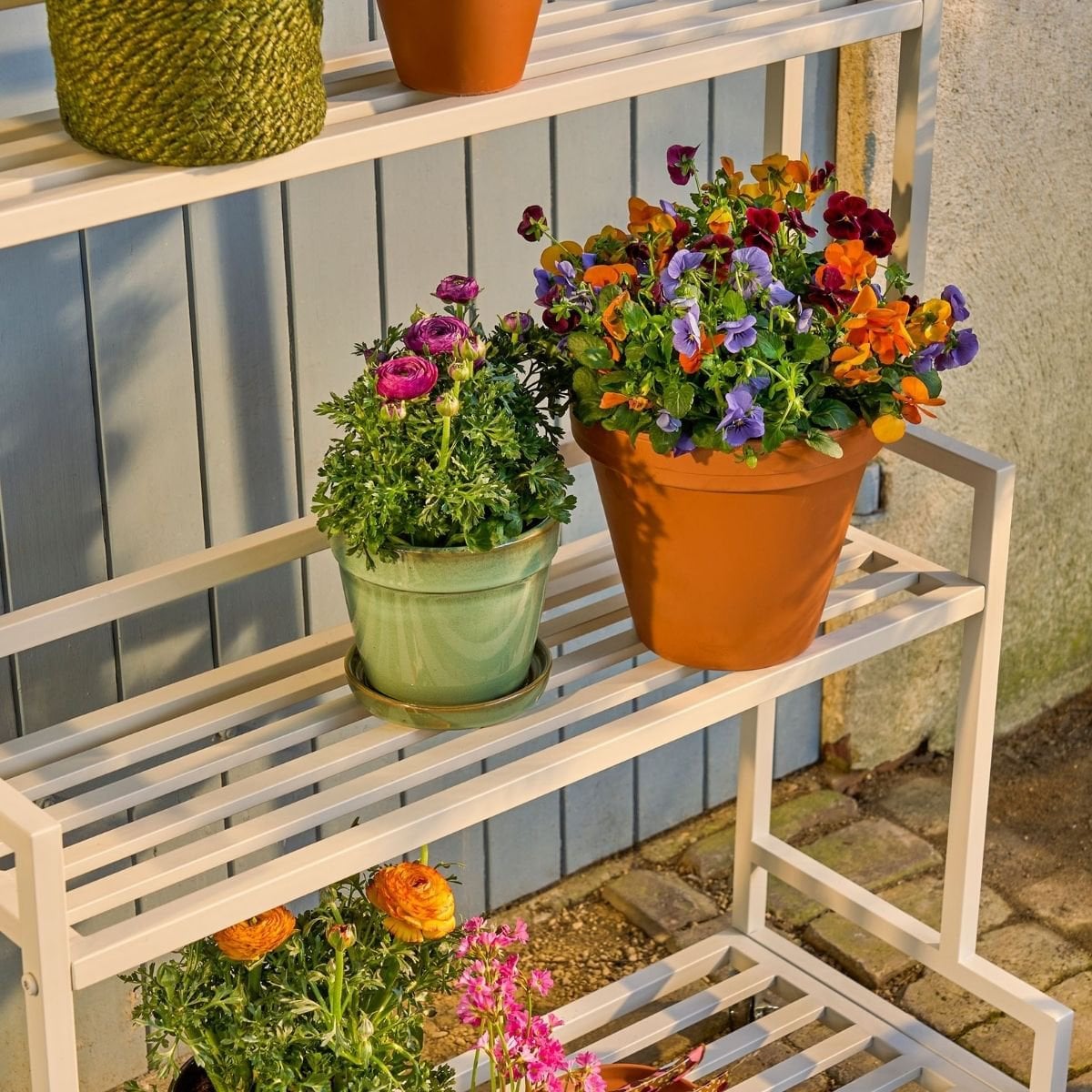 Greenrax plantenstandaard met wielen, off-white, 80 × 35 × 100 cm