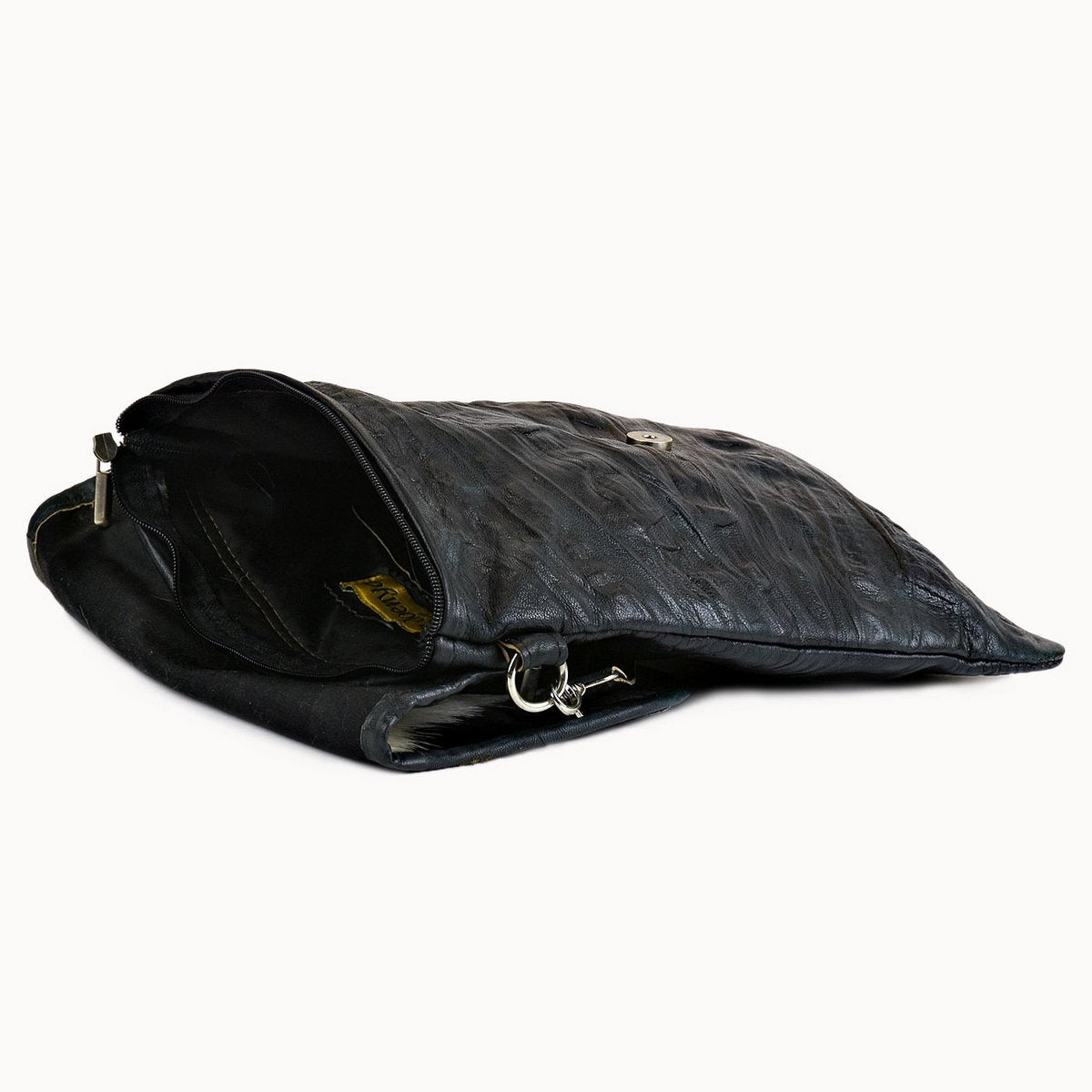 Polly leren schoudertas met koeienvacht, 24 × 32 cm