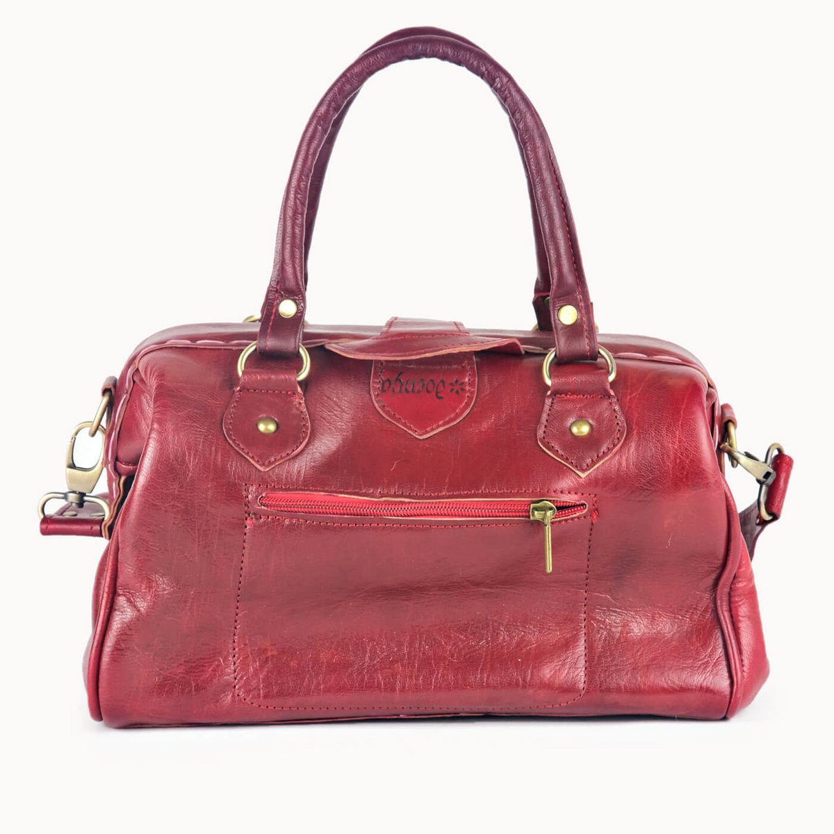 Frou leren handtas met koeienvacht, 30 × 13 × 20 cm