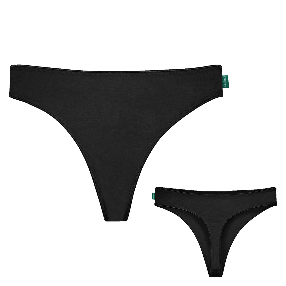 Bamboe string slips, zwart, 2 stuks
