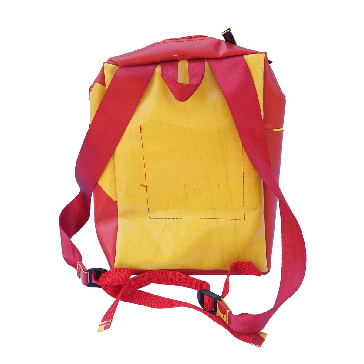 Silnice upcycle rugzak rood/geel, 23 x 8 x 33 cm