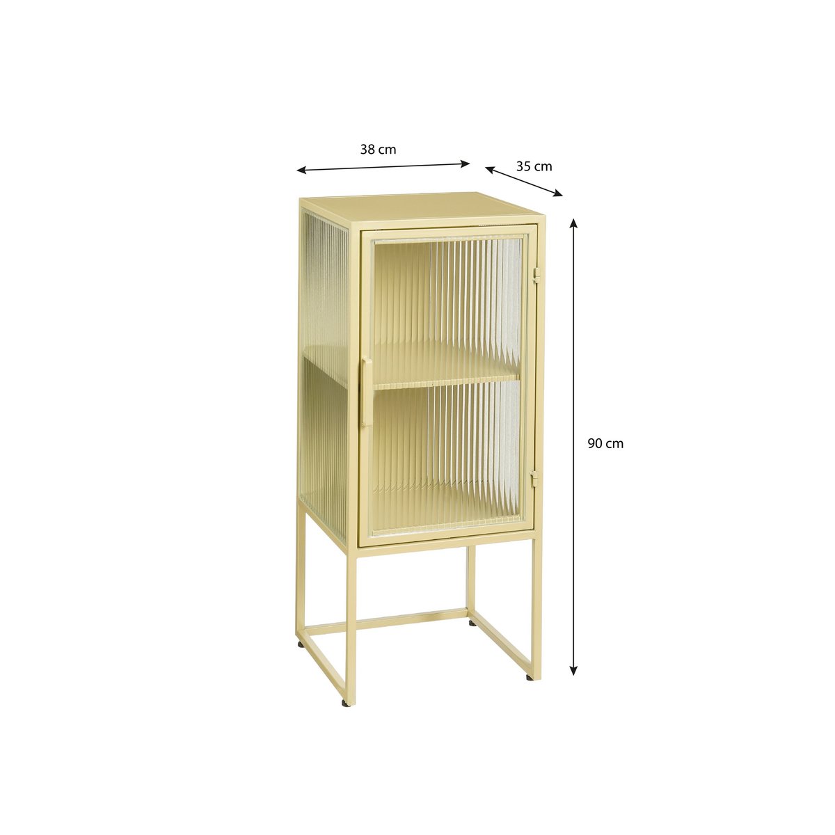 Clifton opbergkast beige, geribbeld glas, 90 cm
