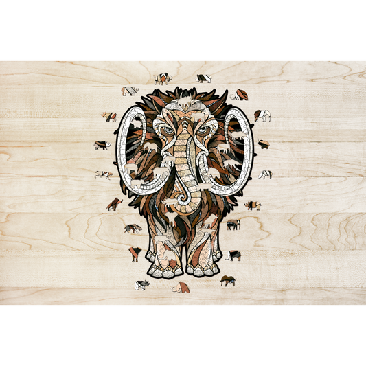 Houten legpuzzel mammoet S 80 stukjes, 28 x 20 cm