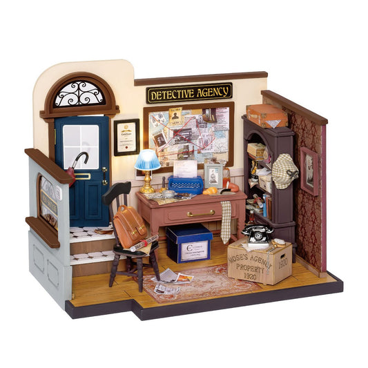 DIY miniatuur detectivebureau met led, 20 x 12,8 x 15,8 cm