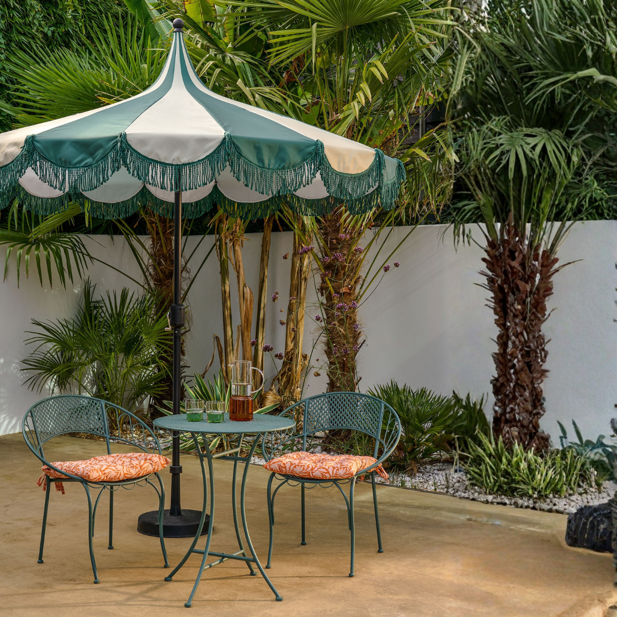 Groene gestreepte parasol Kim Ø235 cm