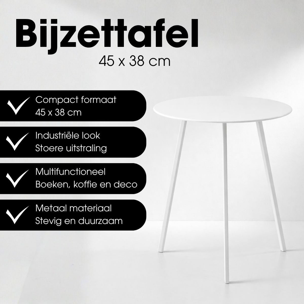 Seattle bijzettafel voor binnen en buiten, wit 38 x 38 x 45 cm