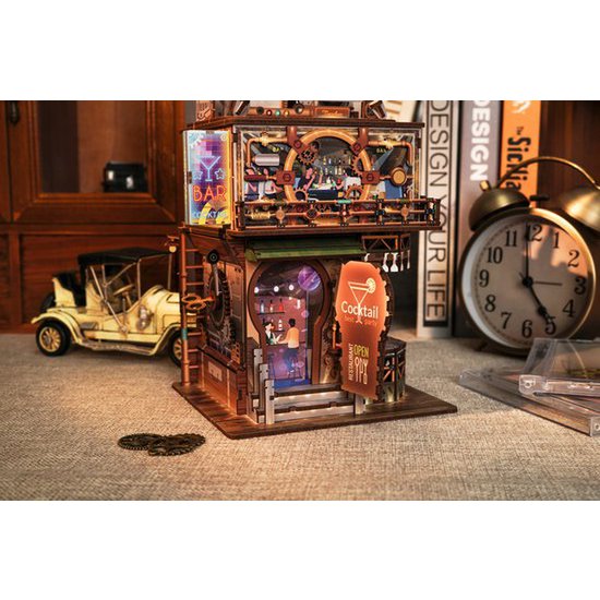 3D houten bouwpakket punk bar bureau organizer 15 × 14 × 25 cm – 161 stukjes