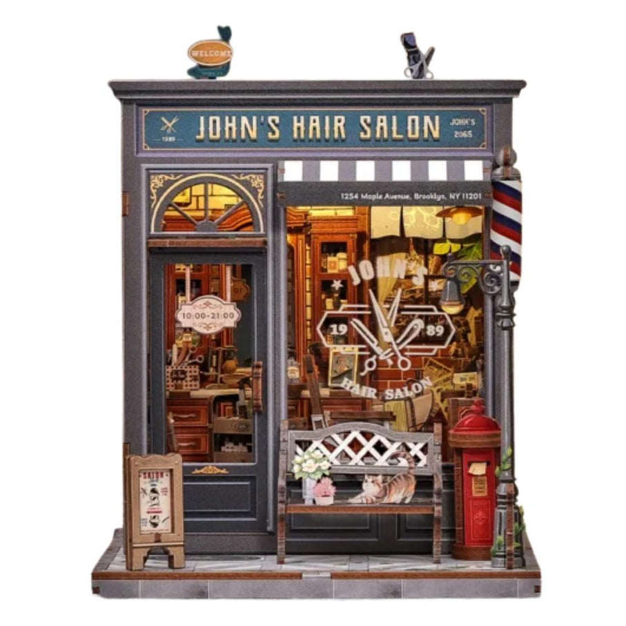 John's Hair Salon miniatuurhuisje, 15,5 × 16 × 19 cm