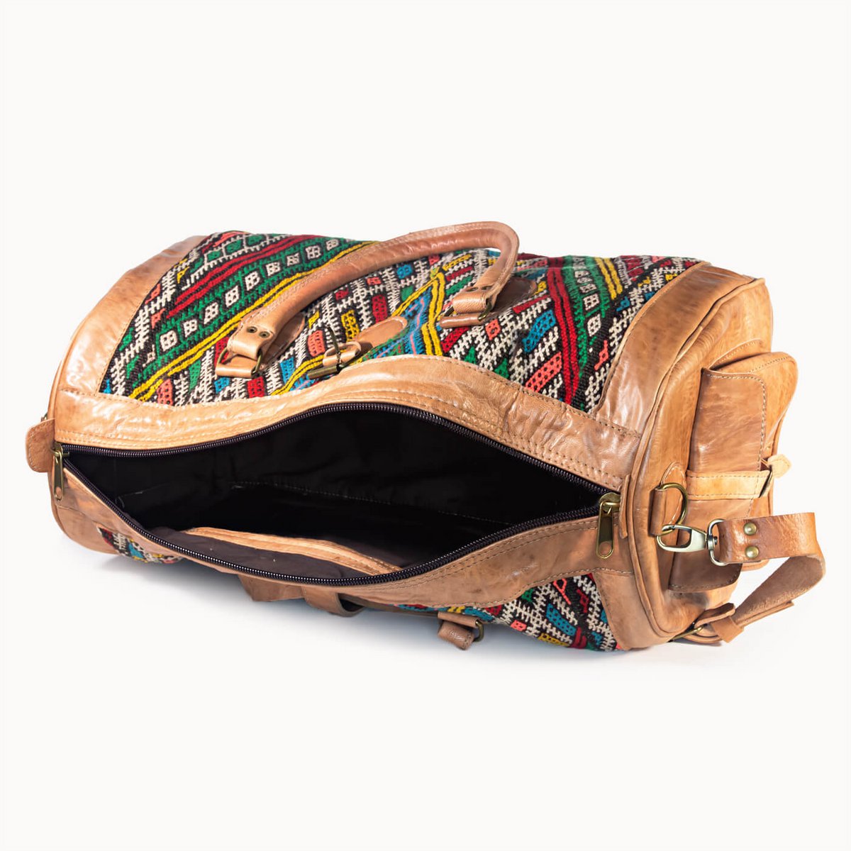 Kilim X leren reistas met authentieke kelim, 54 × 28 × 28 cm