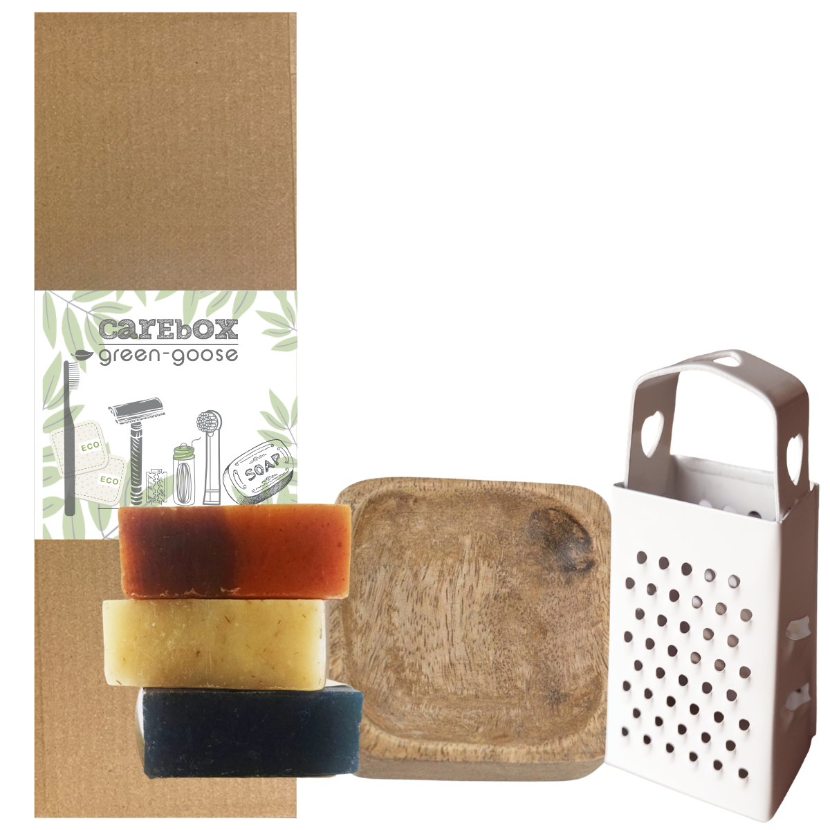 Amberblokjes geschenkset met mangohouten schaaltje en rasp