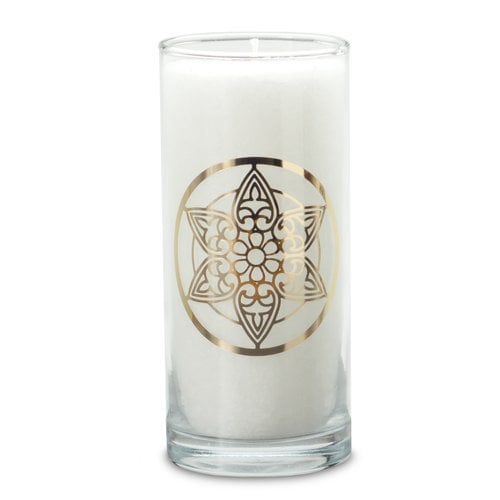 Magische mandala kaars wit, 6 × 14 cm