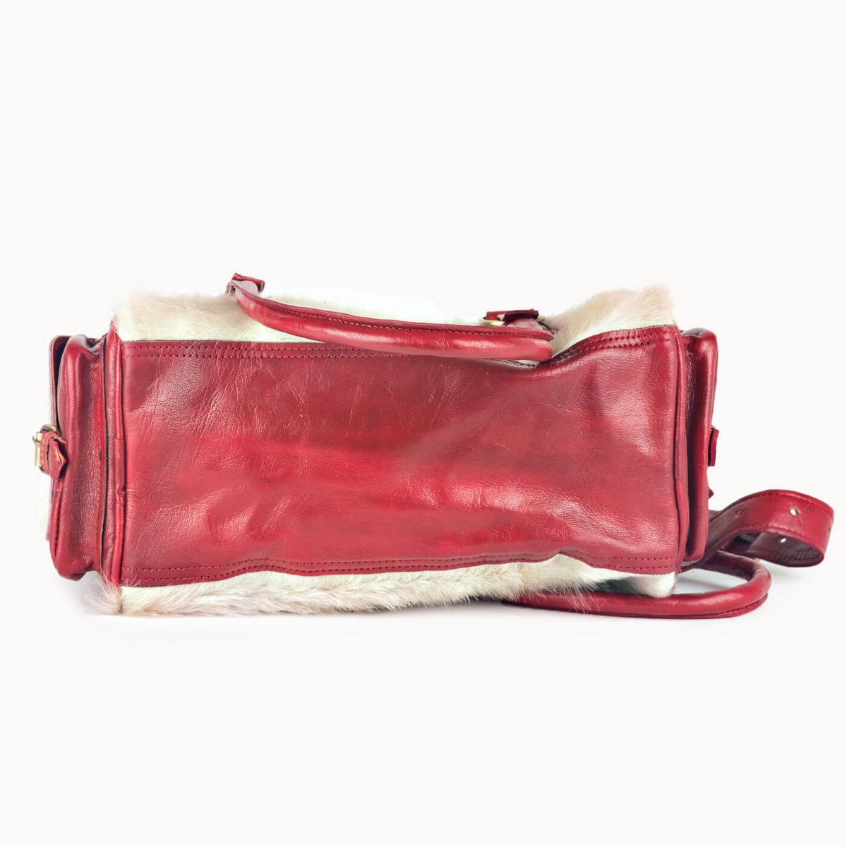 Yasmin leren handtas met koeienvacht, 30 × 15 × 19 cm