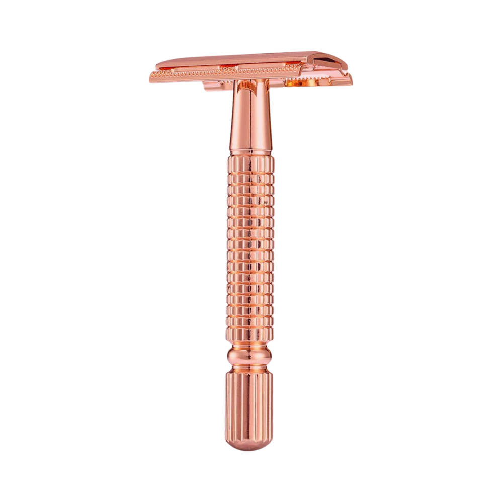 Klassieke safety razor roségoud met 10 scheermesjes