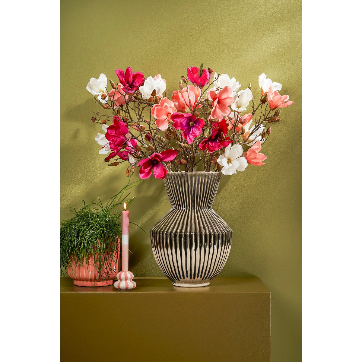 Magnolia kunsttak, perzikkleurig, 88 cm