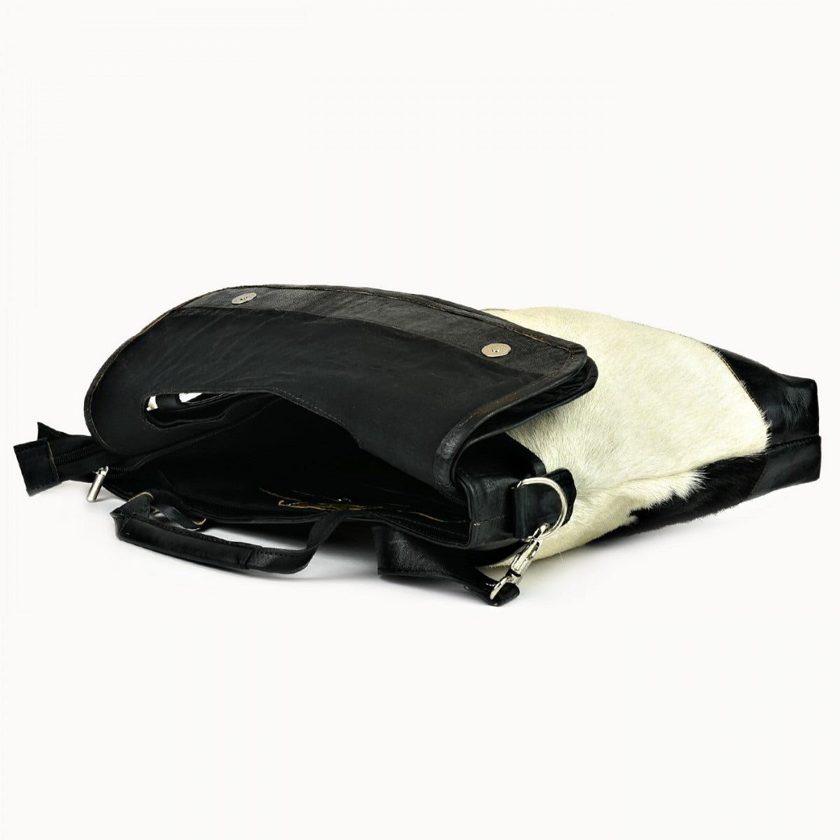 Rana leren tas met koeienvacht, 41 × 6 × 31 cm