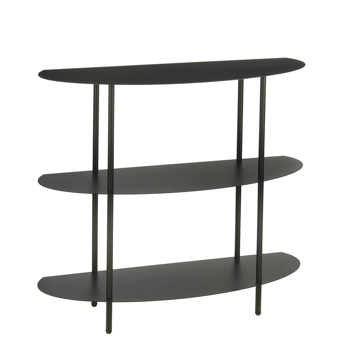 Open kast, zwart met 3 ovale planken, 90 x 28 x 81 cm