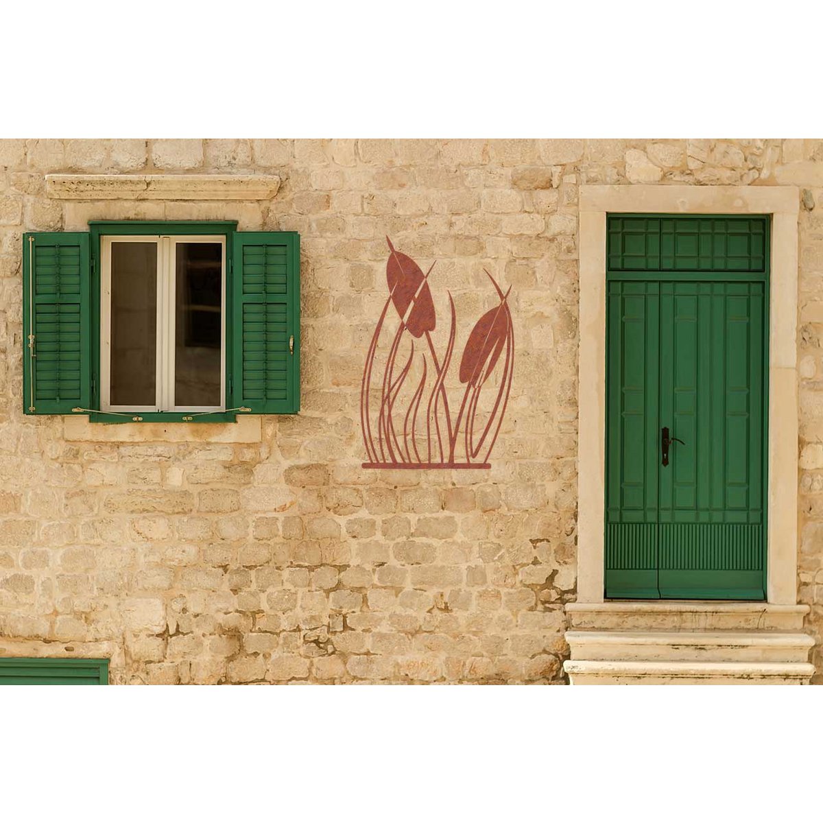 Art Bizniz metalen wanddecoratie pampasgras roeststaal