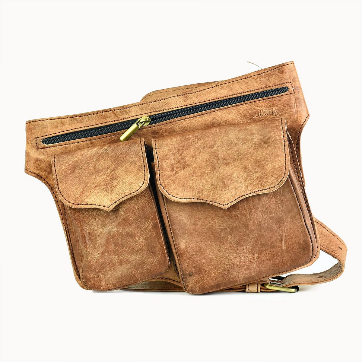 Bari leren heuptas met 3 vakken, 25 × 20 cm