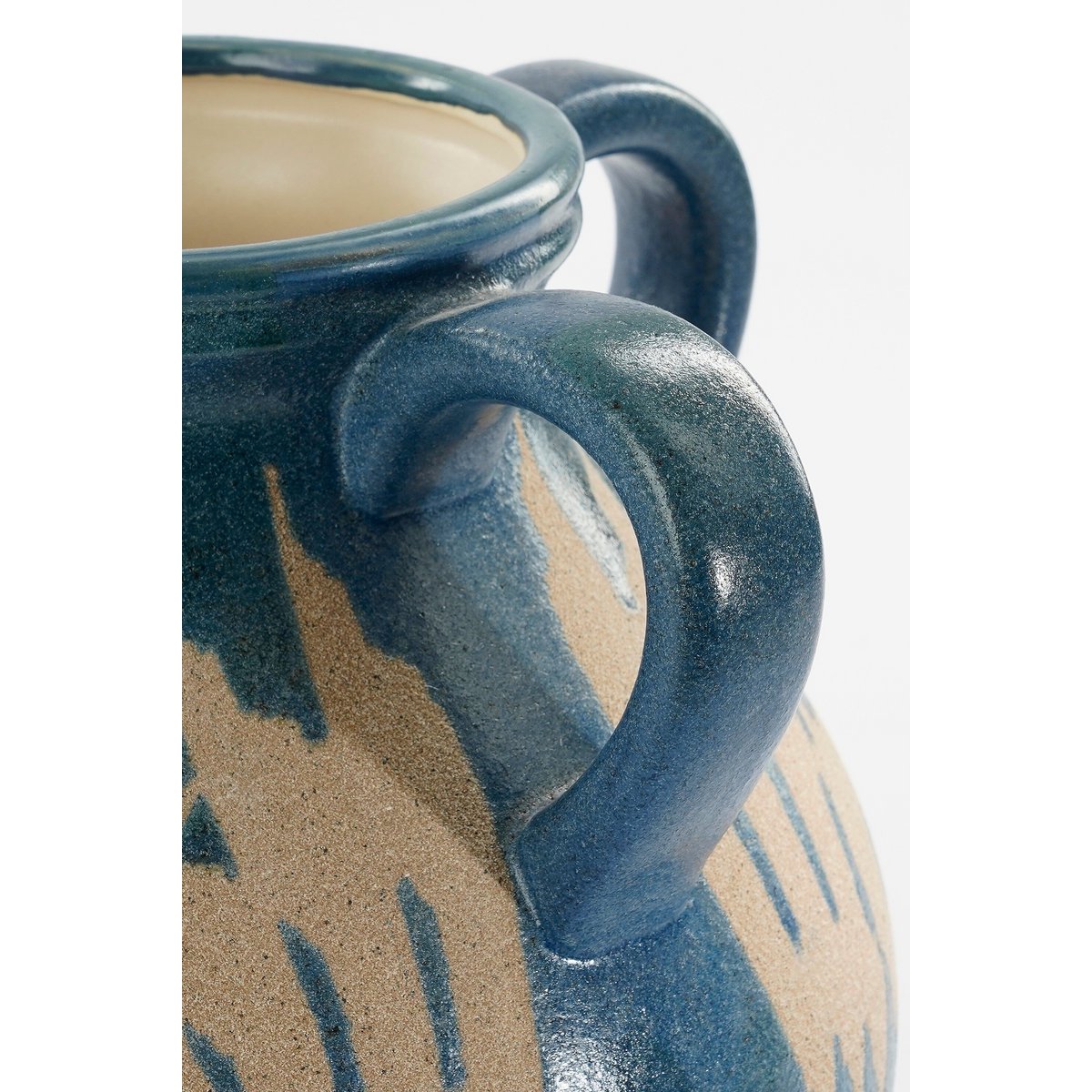 Mica Decorations Caldo Vaas – Keramiek Donkerblauw met Beige Details