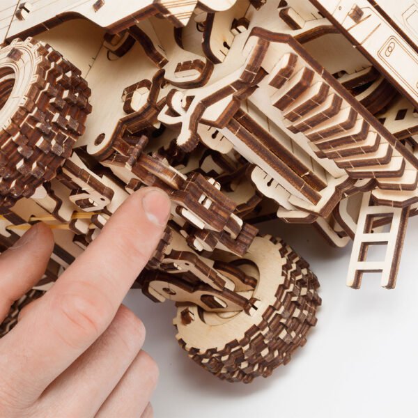 3D mechanische houten puzzel graan combine harvester, 52,7 × 45,8 × 18,7 cm – 864 stukjes