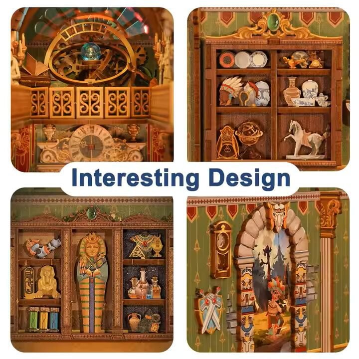 DIY book nook spacetime museum bookend, 27 cm
