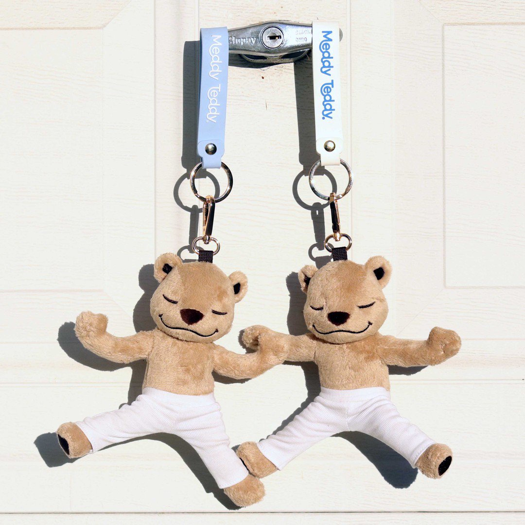 Pluchen Meddy Teddy sleutelhanger blauw, 19 cm