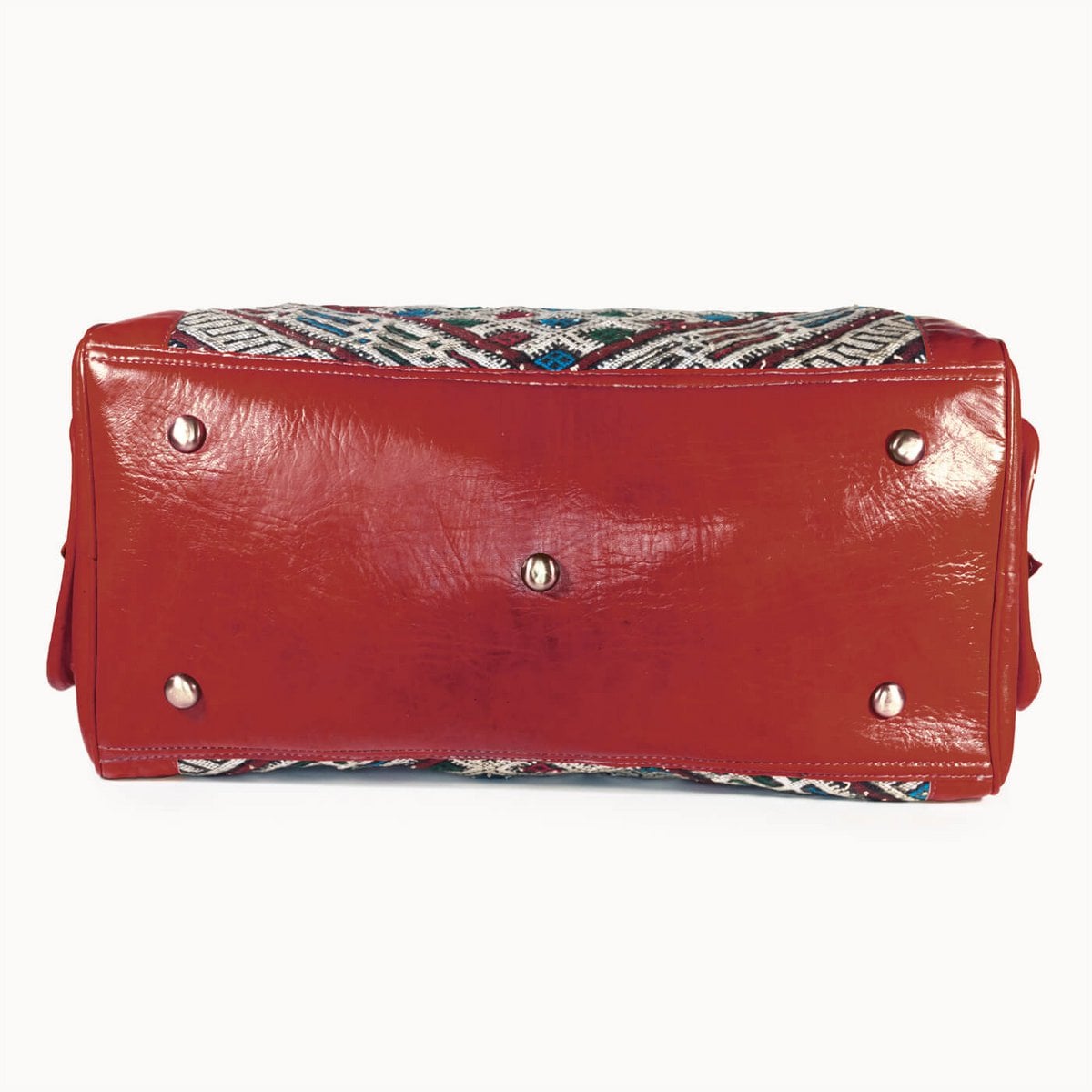 Kilim leren reistas S met kelim, 35 × 20 × 22 cm, rood